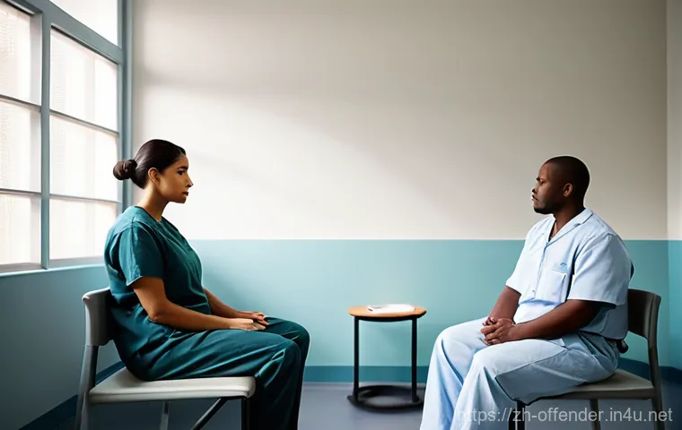 교도소 내 범죄 예방 프로그램 - **Prompt 1: Serene Individual Therapy Session**
    "A calm and hopeful atmosphere inside a modern p...