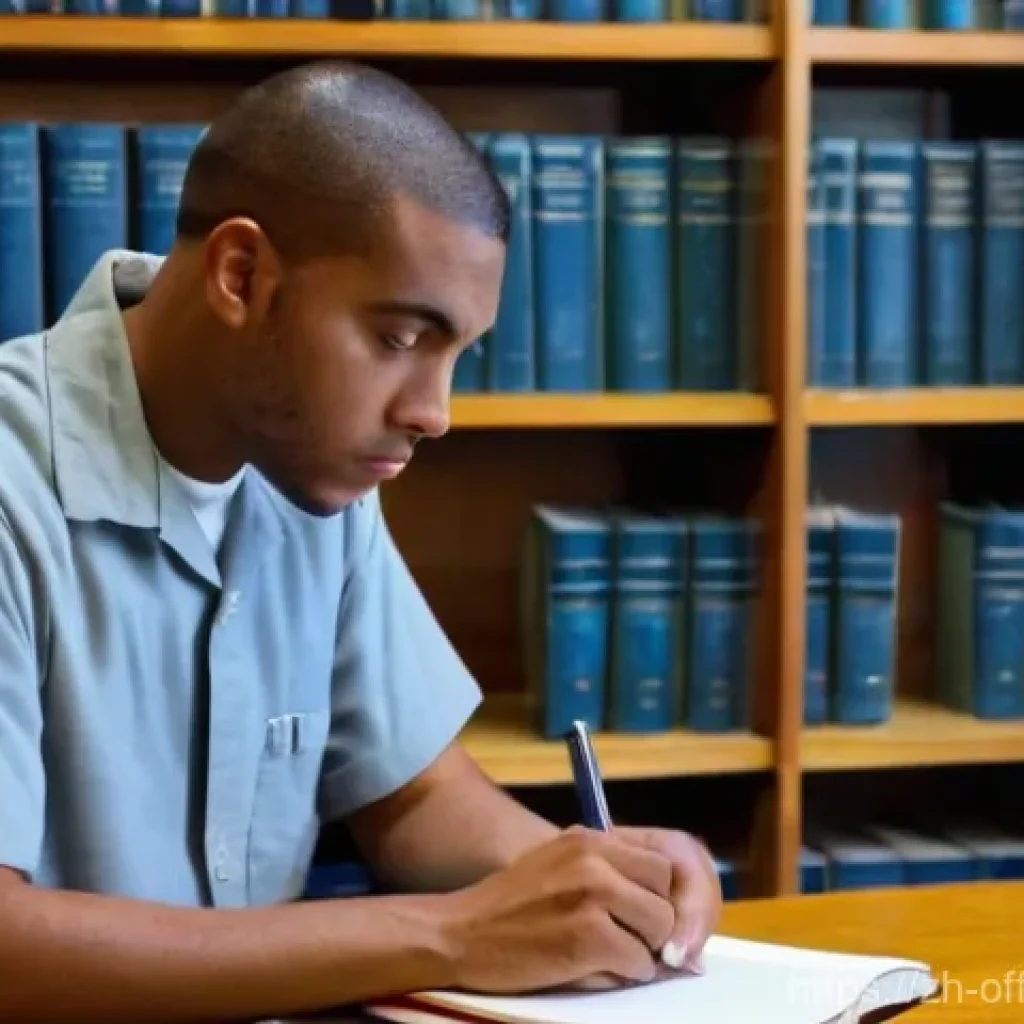 범죄자의 감형을 결정하는 요인 - **A scene of earnest rehabilitation and learning within a modern correctional facility.**
    *   **...