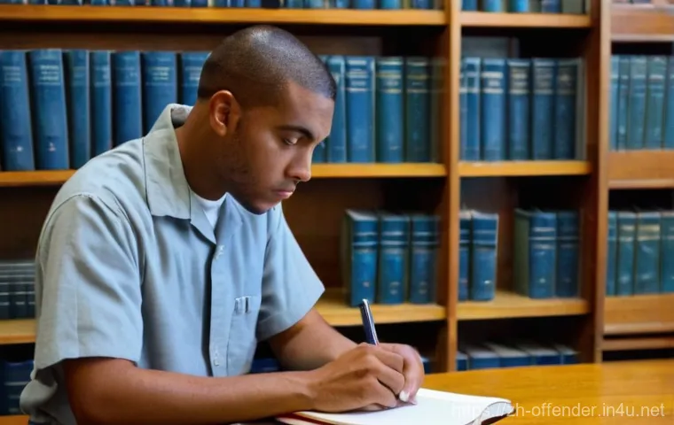 범죄자의 감형을 결정하는 요인 - **A scene of earnest rehabilitation and learning within a modern correctional facility.**
    *   **...