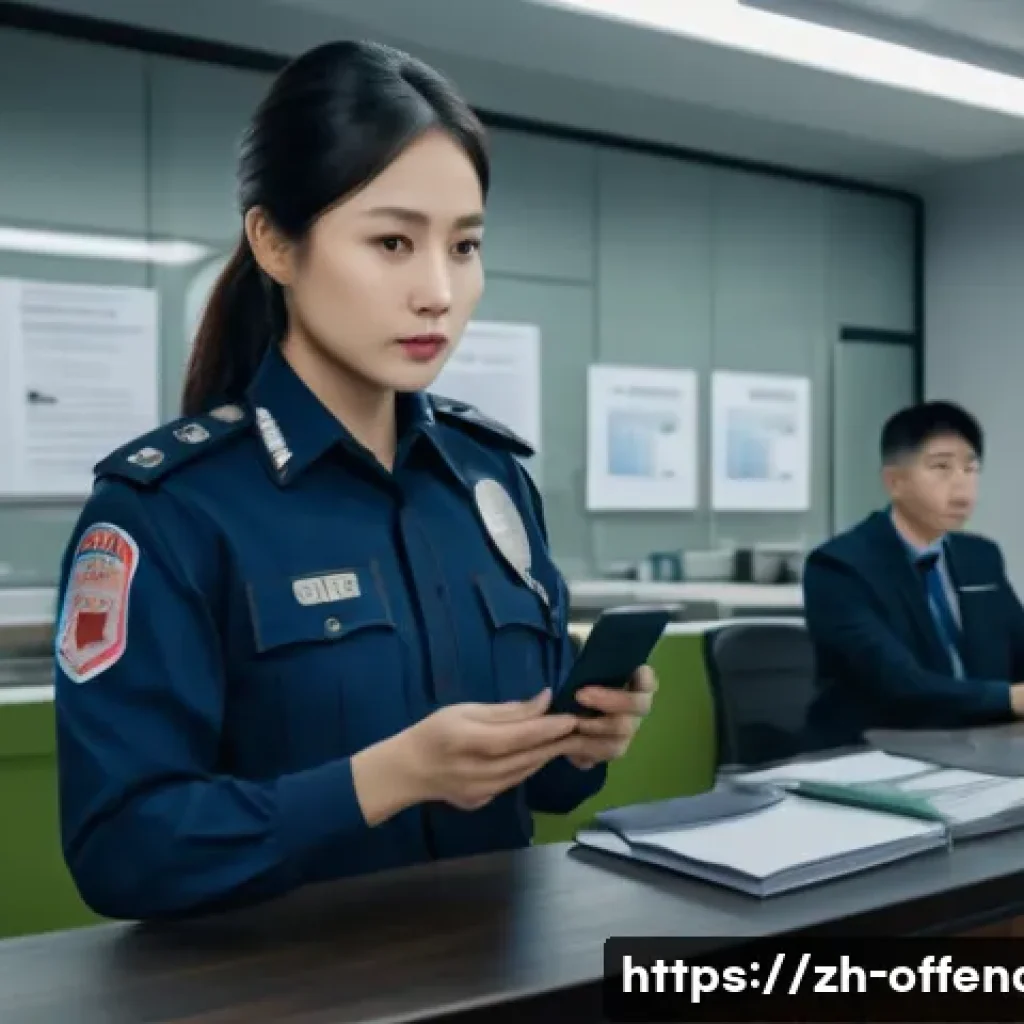 범죄 피해자의 법적 대응 절차 - A modern police station interior scene showing a calm, composed adult Asian woman reporting a crime ...