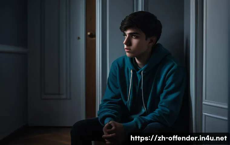 연쇄살인범들의 공통된 특징 - A detailed portrait of a solitary young man sitting alone in a dimly lit room, surrounded by shadows...