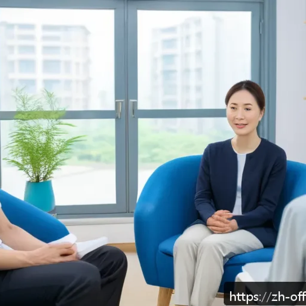 가정폭력 가해자의 재범 방지 프로그램 - A detailed scene showing a calm, modern counseling room where a male domestic violence perpetrator i...