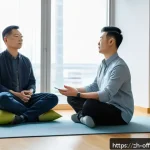 범죄 가해자 심리치료 효과 연구 - A professional psychologist conducting a mindfulness therapy session with a male adult criminal pati...